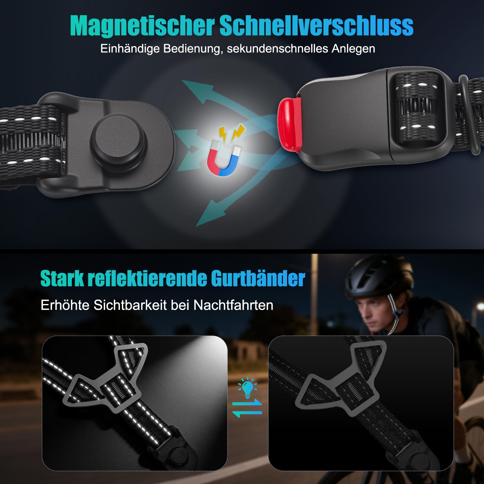 Fahrradhelm Herren Damen, Leichter Fahrradhelm Erwachsene für City & Rennrad mit Magnetverschluss, 16 Belüftungsöffnungen, CE EN1078 – Verstellbar M/L (55–61 cm, ca. 290–300g) 3