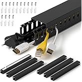 99in(6X L16.5in) Professional Server Rack Cable Management Raceway, H1.4 x W1.6in Cable Raceway Kit, Electrically Safe PVC Op