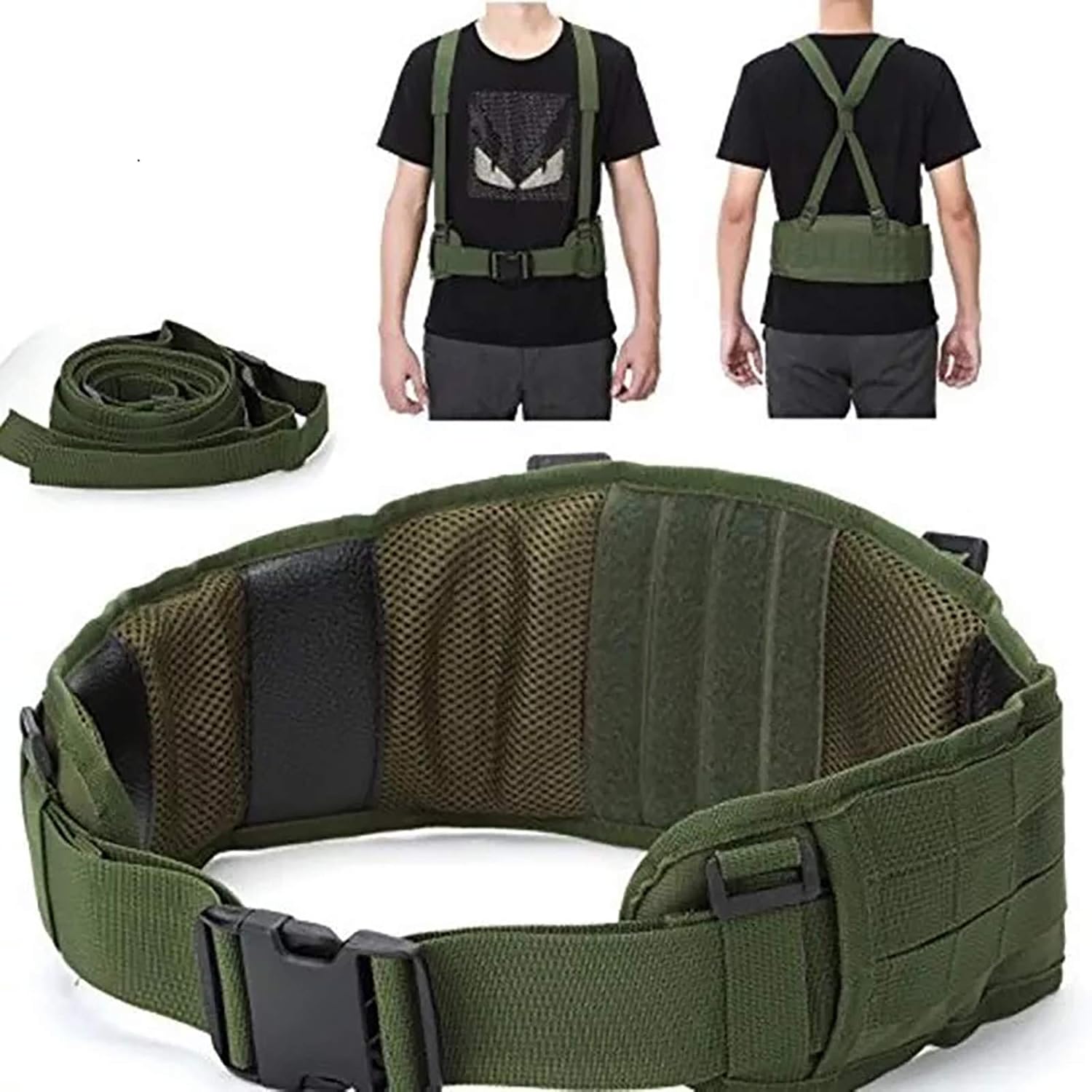 MiLuck Battle Belt Military Tactical Belts for Men Molle Heavy Duty Gun Belt for Shooting War Game Paintball Hunting Sports Outdoor Army Green : Clothing