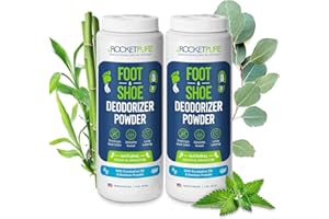 Rocket Pure Natural Foot & Shoe Deodorizer Powder - Eucalyptus Foot & Shoe Powder Odor Control - Removes, Controls & Prevents Odors - Made with Essential Oils - Made in USA (4oz, 2-Pack)