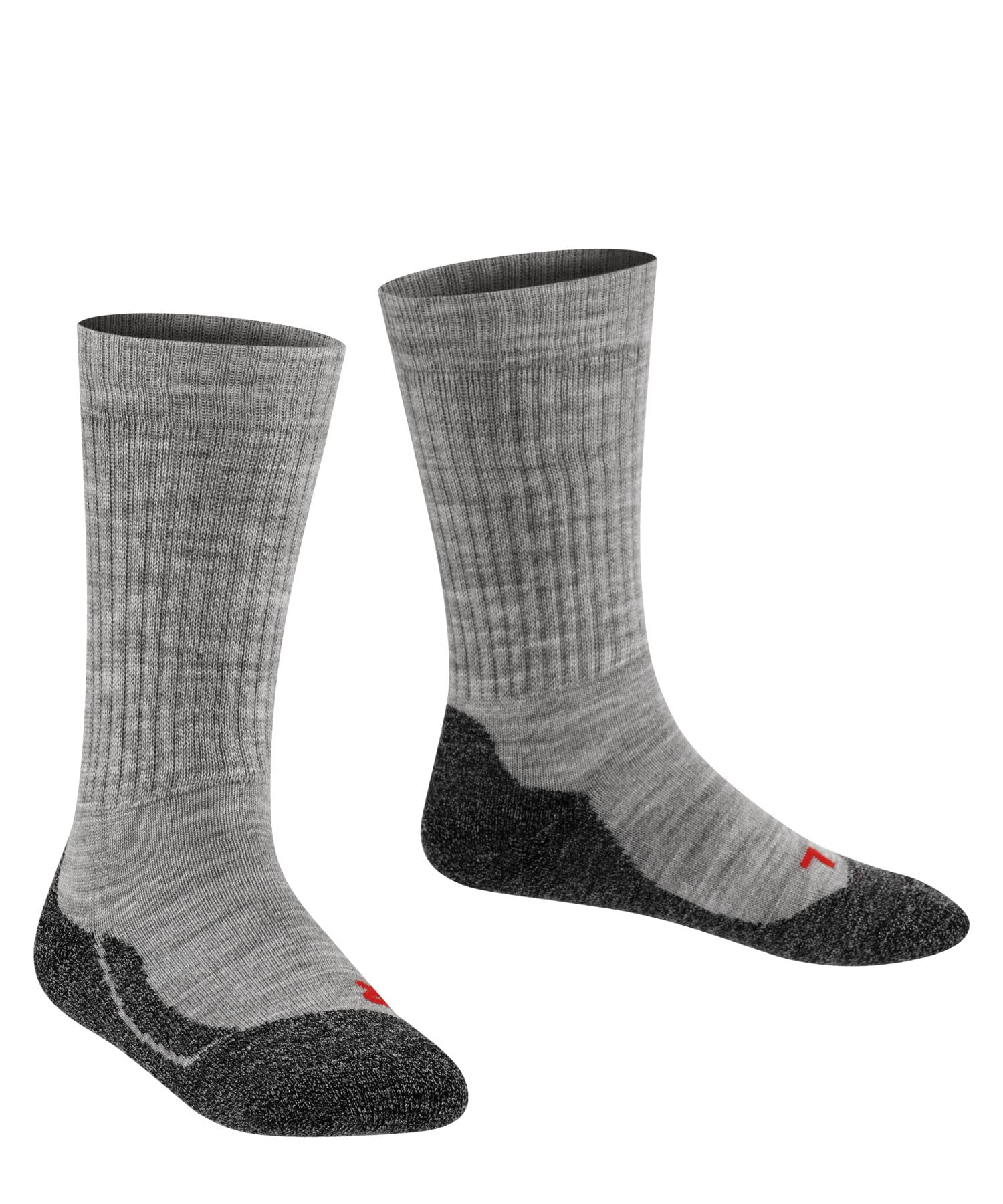 FALKE Unisex Kinder Socken Active Warm K So Wolle Funktionsmaterial dick atmungsaktiv einfarbig 1 Paar, Grau Mid Grey Melange 3530, 27-30 5