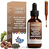 FWPTEI Vello Black Walnut Wormwood Gut Cleanse, Wormwood Black Walnut Clove Drops, Gentle Gut Cleanse & Health & Absorption, with Pumpkin Seed,PAU D'arco, Soursop (1)