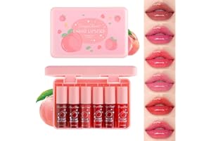 LULESI 6 Colors Lip Tint Stain Set, Korean Mini Liquid Lipstick Lip Gloss, Multi-use Lip and Cheek Tint, Plumping Tinted Lip Balm, Long lasting Non-Stick Cup High Pigment Lip Makeup