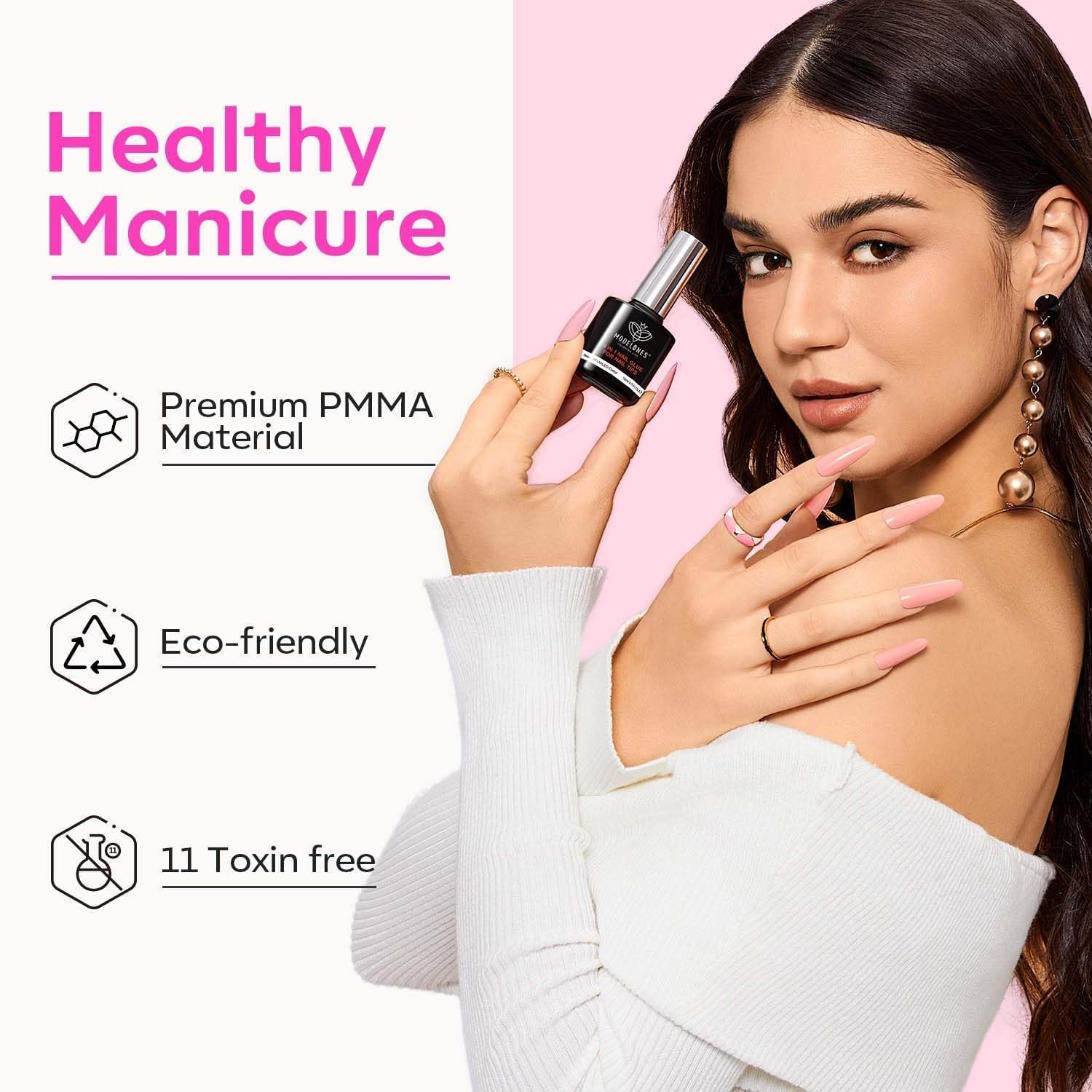 modelones Gel Nail Kit, Nail Tips and Glue Gel Kit with 9-in-One Glue, 500Pcs Long Coffin Tips, Prep Dehydrator, Ultra-Portable LED Lamp, Acrylic Extension Kit Salon Gifts for Women DIY Home - Image 7