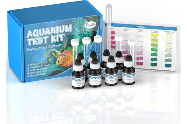 Pawfly 5 in 1 Aquarium Water Master Test Kit, Aquarium Water Test Kit Fish Tank Water Testing Kit for pH Nitrite Nitrate Ammo