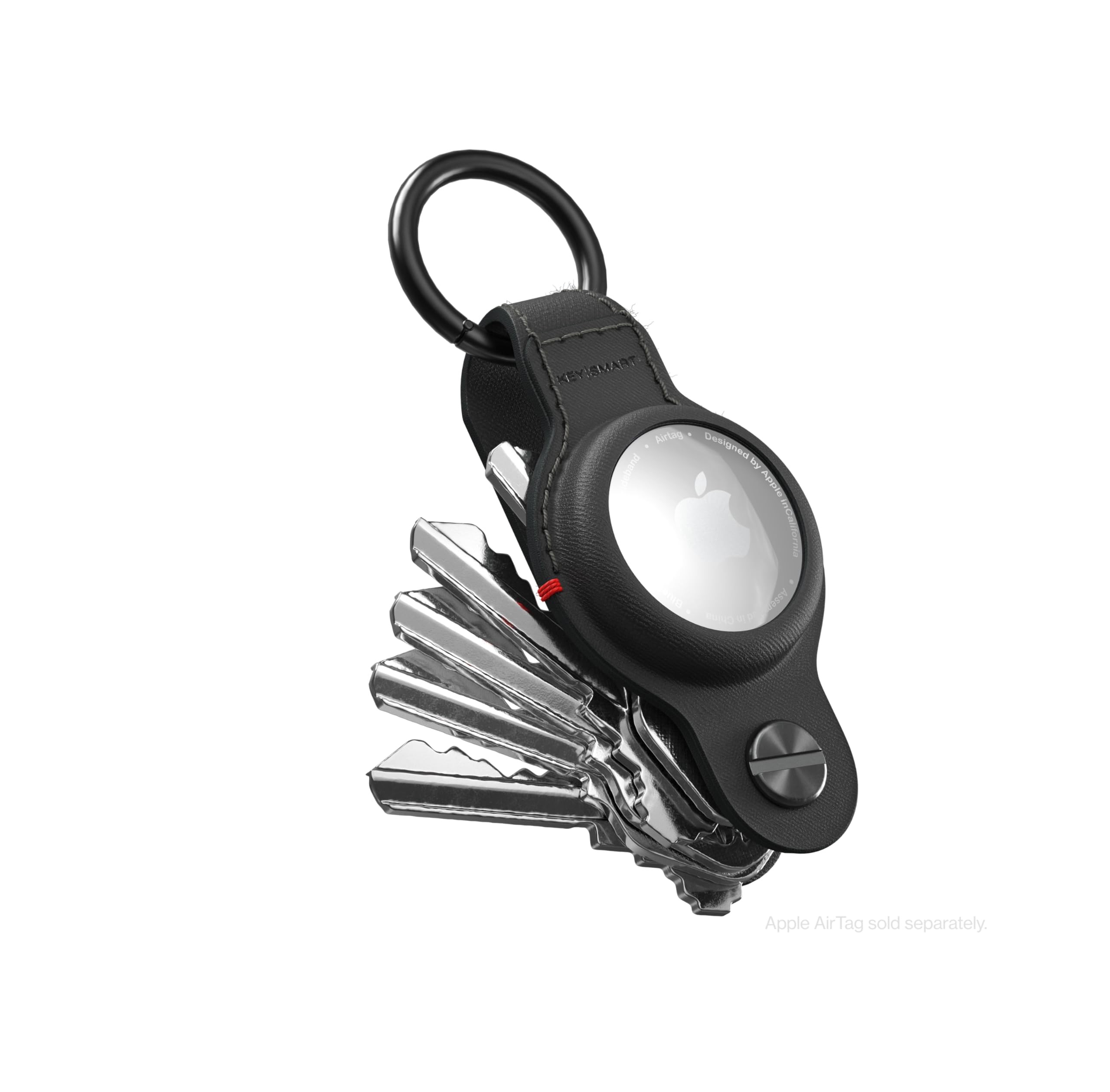 KeySmart Air Tag Holder, Airtag Holder with Car Key Ring Hoop for Airtags & Car Accessories for Men, Key Organiser Keyring with Airtag Keyring Rings for Key Fob, Car Keyring Keychain Rings, Black