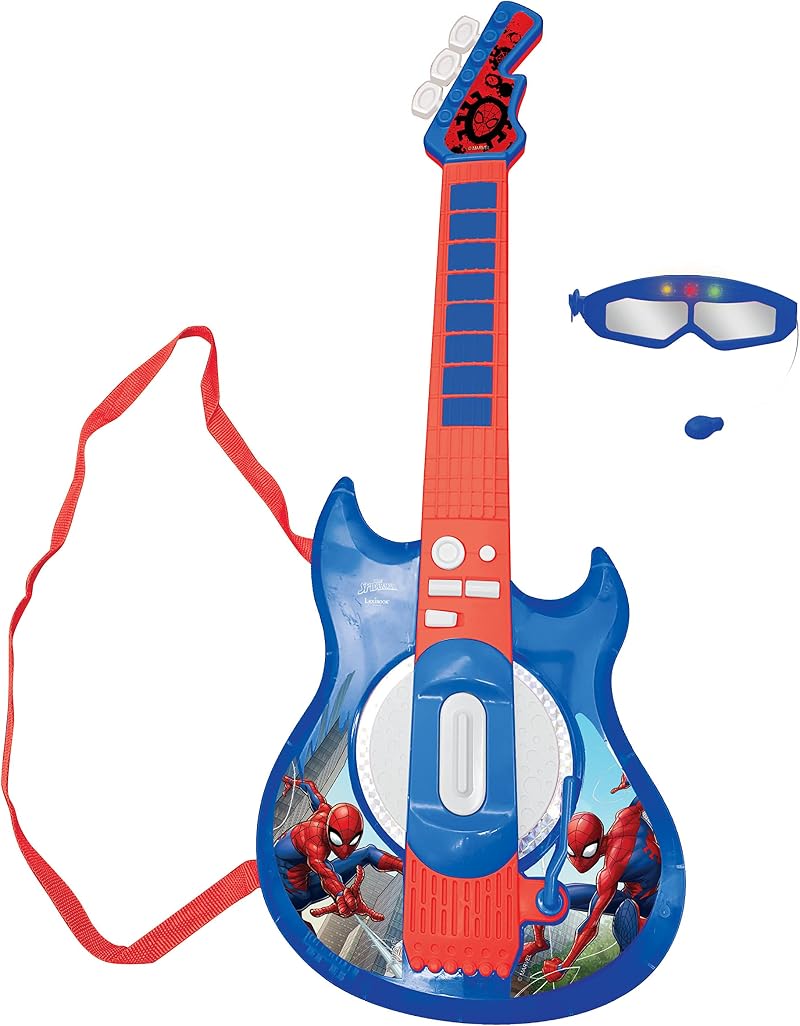 Lexibook Spider-Man Light-Up Electronic Guitar with Glasses Microphone