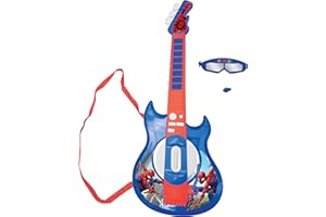 LEXIBOOK K260SP Spider-Man Electronic Lighting Guitar with mic, Glasses with Microphone, Demo Songs, 2 Game Modes, MP3 Plug, Blue/red