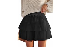 JEKAOYI Shorts for Women Ruffled Tiered Pleated Mini Skirts Boho High Waist Flowy Comfy Tennis Golf Skorts