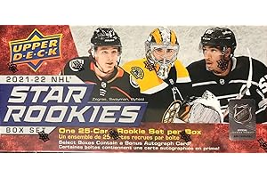 Upper Deck STAR ROOKIES 2021 2022 Hockey Limited Edition Factory Sealed 25 Card Rookie Set with Cole Caufield and Trevor Zegras and Jeremy Swayman PLUS Others