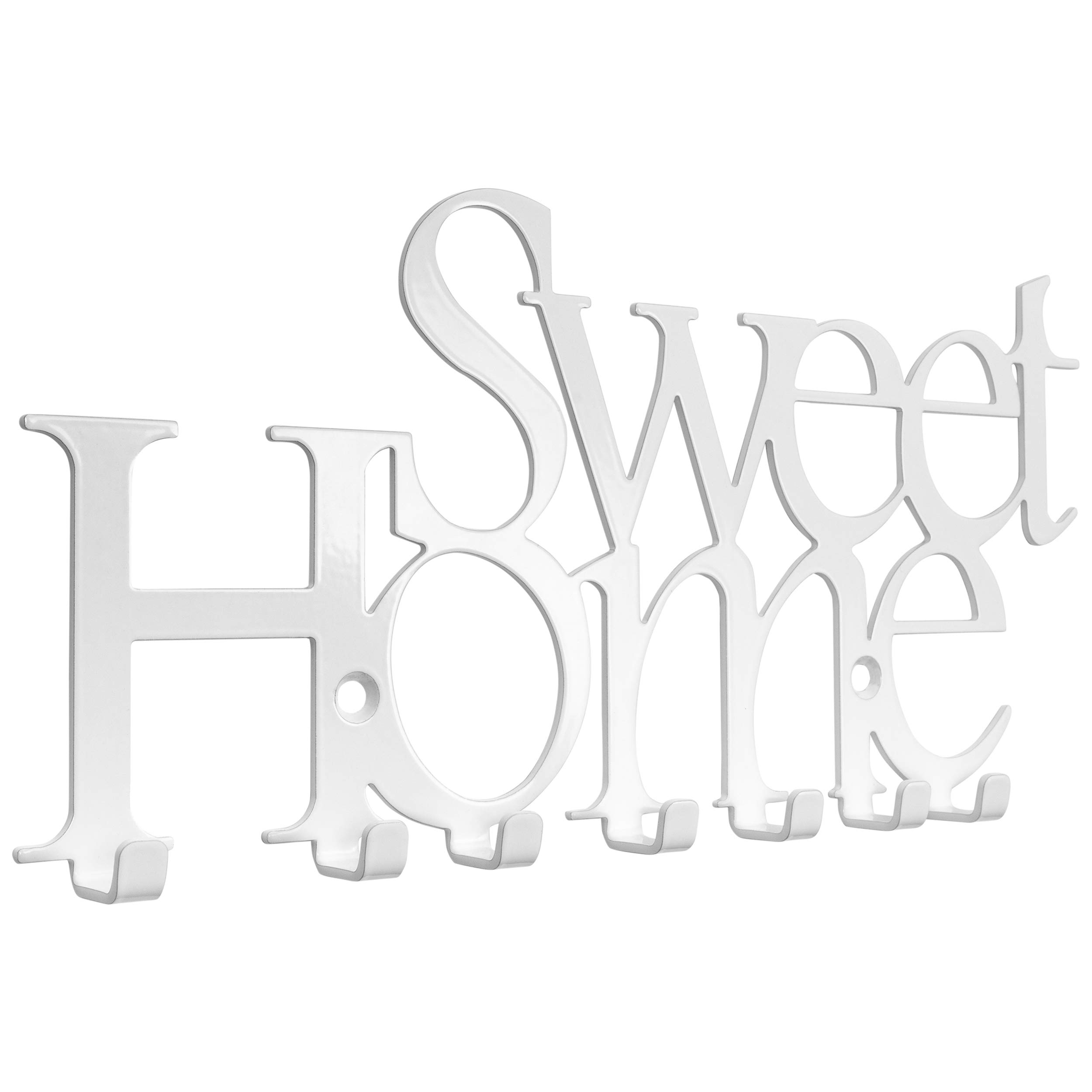 Galleksa Key Holder Hanger Hooks Towel Rack Kitchen Home Wall Organizer Black White (Sweet Home White)