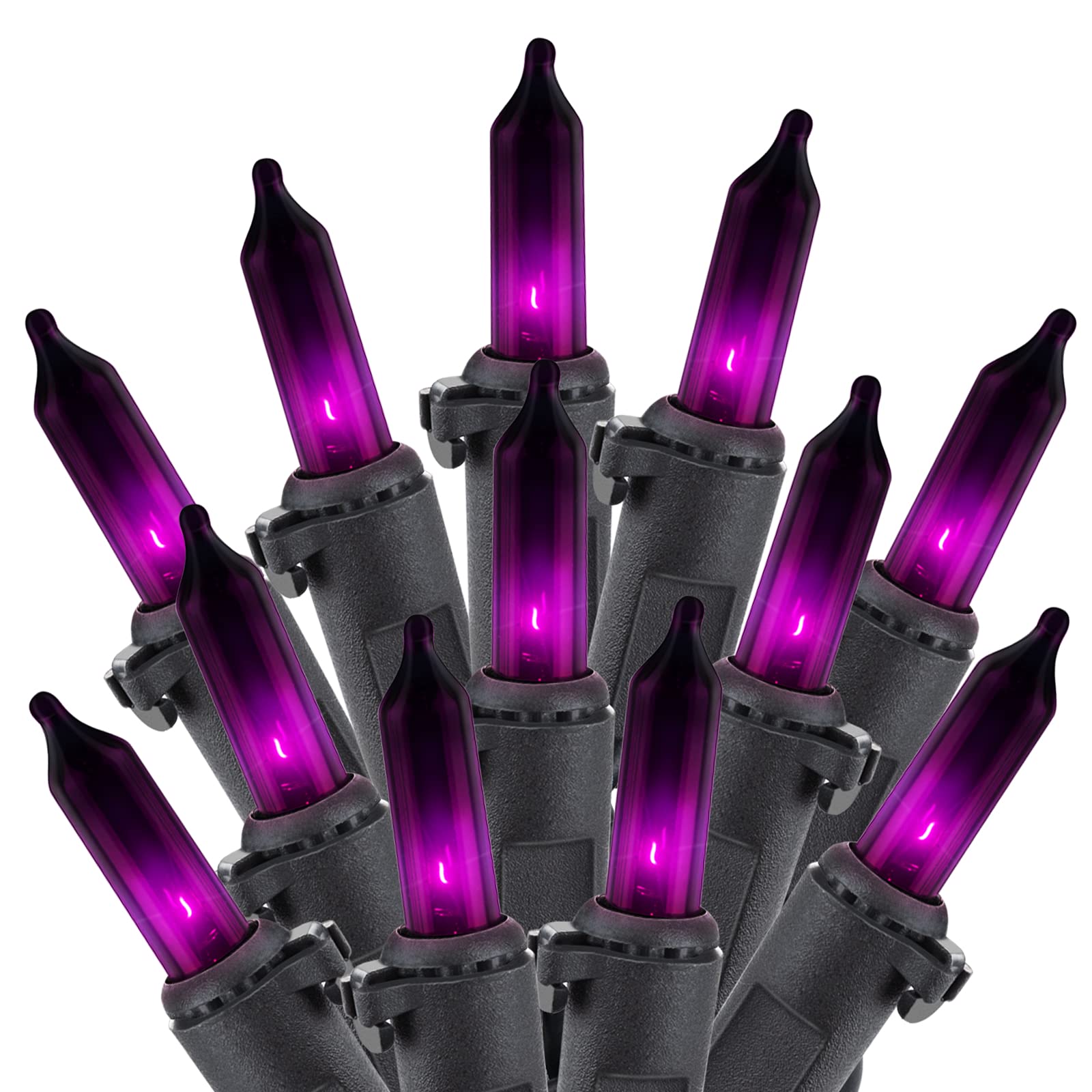 Photo 1 of Minetom Halloween String Lights Outdoor 100 Count 25 Feet Incandescent Bulb Mini Lights for Christmas Indoor Garland Party Festival Decoration, Purple