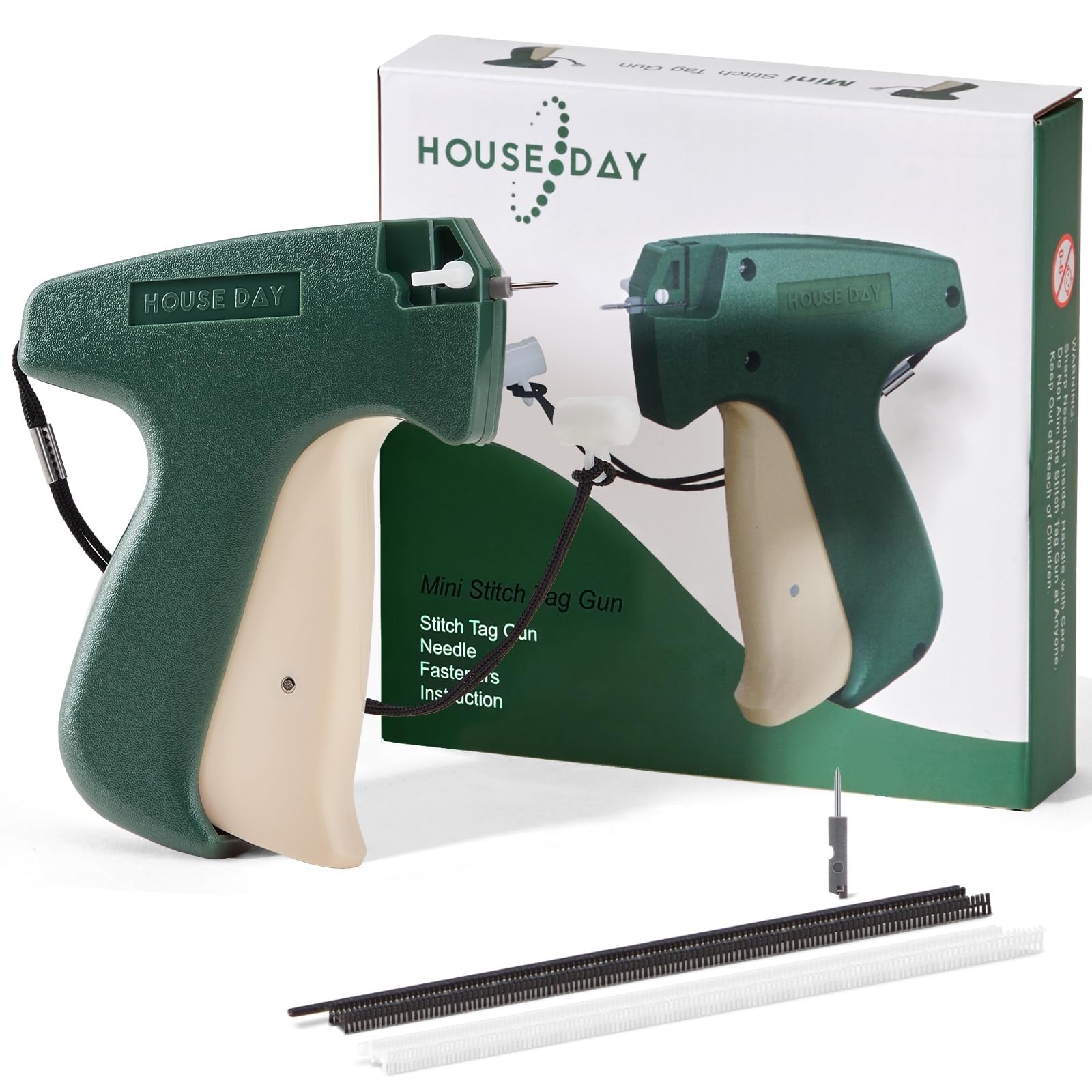 HOUSE DAY Tagging Gun for Clothing,Stitchy Quick Clothing Fixer Sewing Hemming Quick Stitch with 2 Needles,1320 Black & 1320 White Fasteners