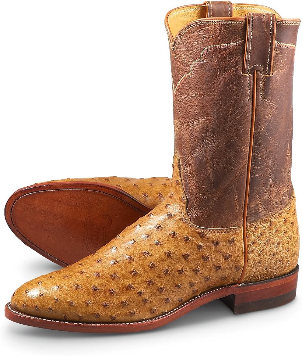 justin full quill ostrich roper boots cognac