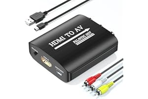 Setuact HDMI to AV Converter, HDMI to RCA Converter, Supports PAL/NTSC for Apple TV, Roku, Fire Stick, Blu-ray, DVD Player, Older TV, Projector, etc