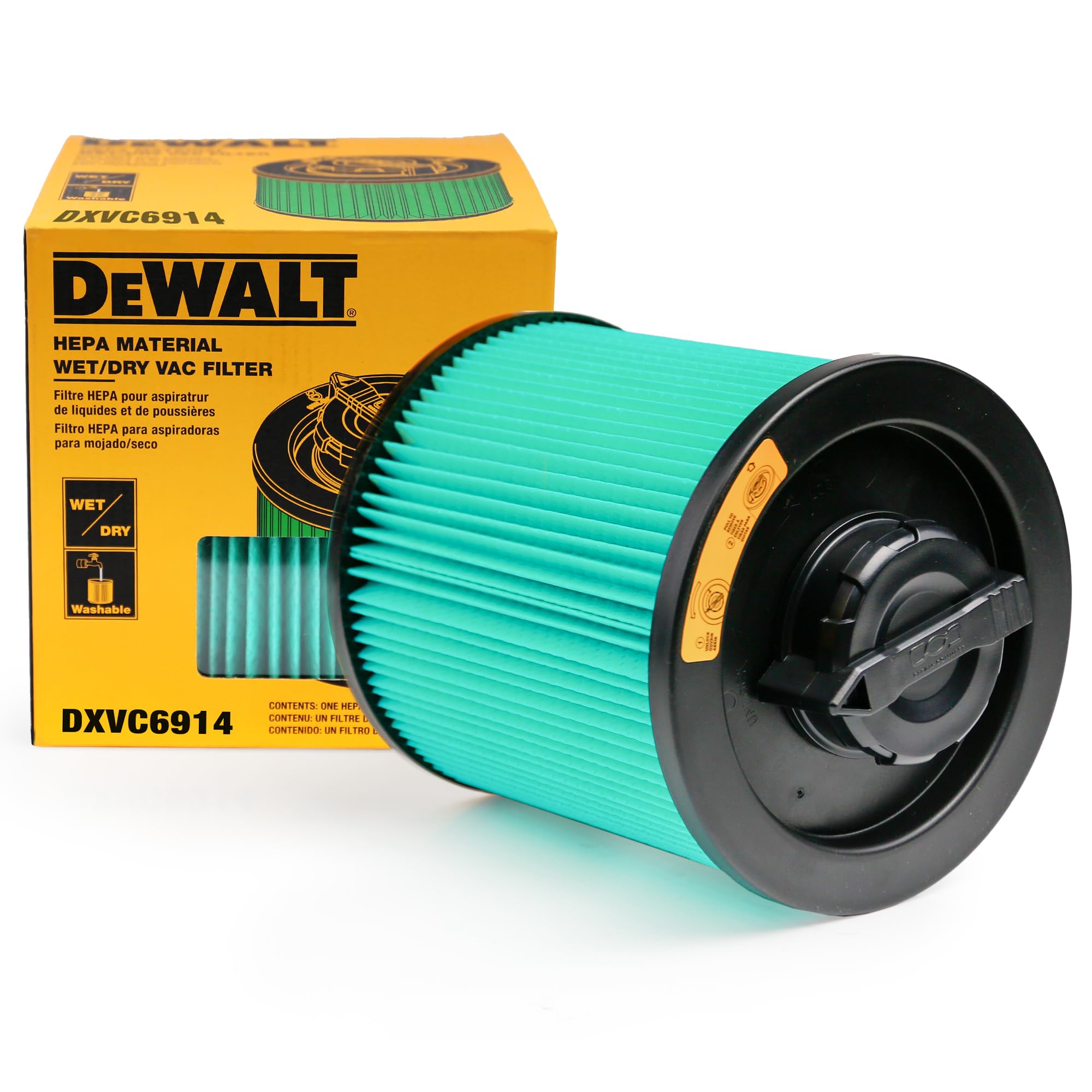 DeWalt DXVC6914 HEPA Cartridge Filter,Fit for 6-16 Gallon Wet/Dry Vacs,Compatible with DXV06P DXV09P DXV10P DXV10S DXV12P DXV14P DXV16P DXV16PA DXV16S,Other Recommend DXV09PA DXV10PL DXV10SA DXV10SB