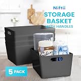 Niftii 5-Pack Plastic Storage Baskets 3.9L 17x25x11cm with Handles view 2