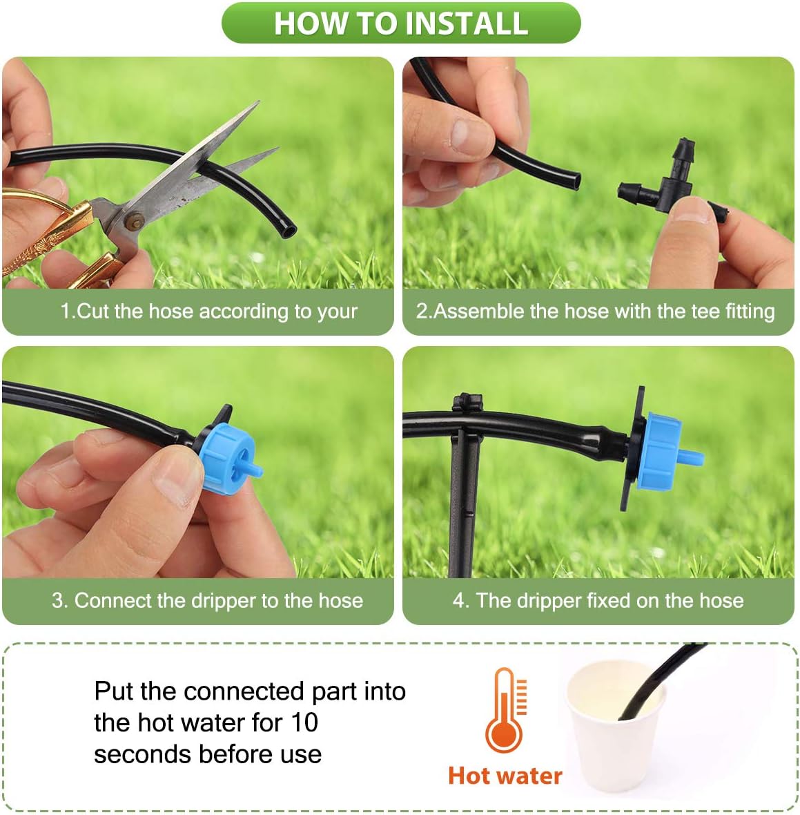 Jeteven 98Ft/30m Drip Irrigation Hydroponics Supplies System Drippers Kit Tubing Accessories DIY Saving Water Automatic Irrigation Equipment Set for Garden Greenhouse, Flower Bed, Patio, Lawn : Garden & Outdoor
