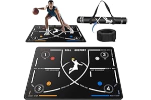 2F22E Portable Basketball Footwork Training Mat, Agility Footstep Training Mat, Basketball Pads for Training All Levels, Non-Slip Silent Equipment for All Ages to Improve Speed, Strength and Coordination