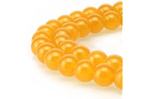 BRCbeads Jade Gemstone Loose Beads Natural Round 8mm Crystal Energy Stone Healing Power for Jewelry Making- Yellow