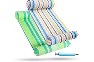 FindUWill 2 Pack Fabric Water Swimming Pool Floats Hammock, XL, Inflatable Multi-Purpose Water Hammocks Floaties (Saddle, Lounge Chair, Hammock, Drifter), Pool Float Lounger for Adults Vacation
