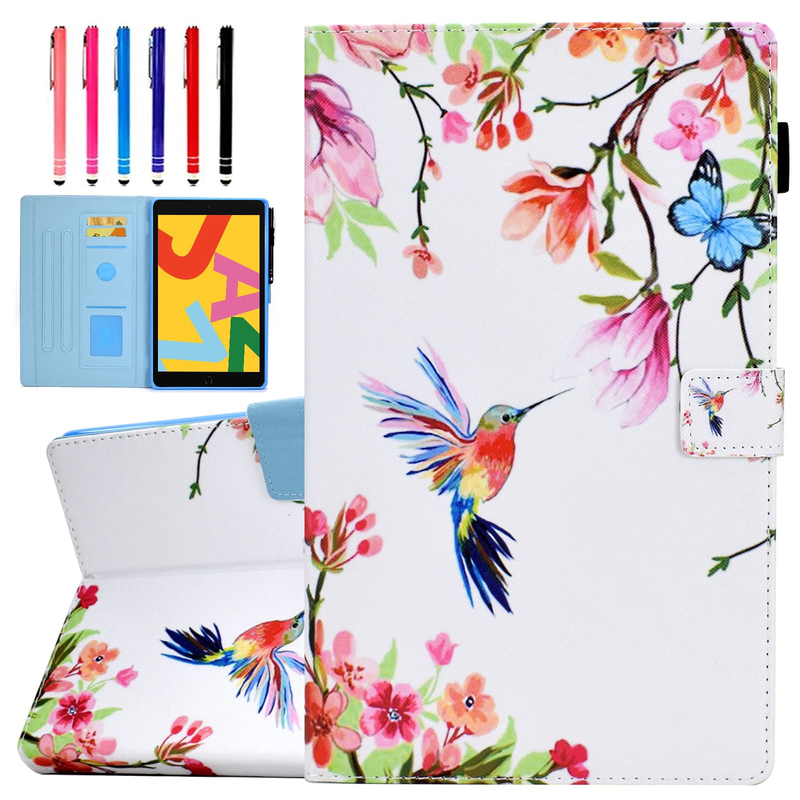Ausmix iPad 9th/8th/7th Gen Case, 10.2 Inch PU Leather Smart Cover with Auto Wake/Sleep, Cute Asuka