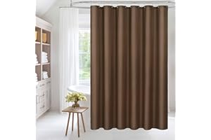 MitoVilla Brown Shower Curtain Liner for Rustic Vintage Bathroom Decor, Waterproof Fabric Shower Curtain Liner Set with Plastic Hooks, Soft Cloth & Hotel Quality, 72" W x 72" H