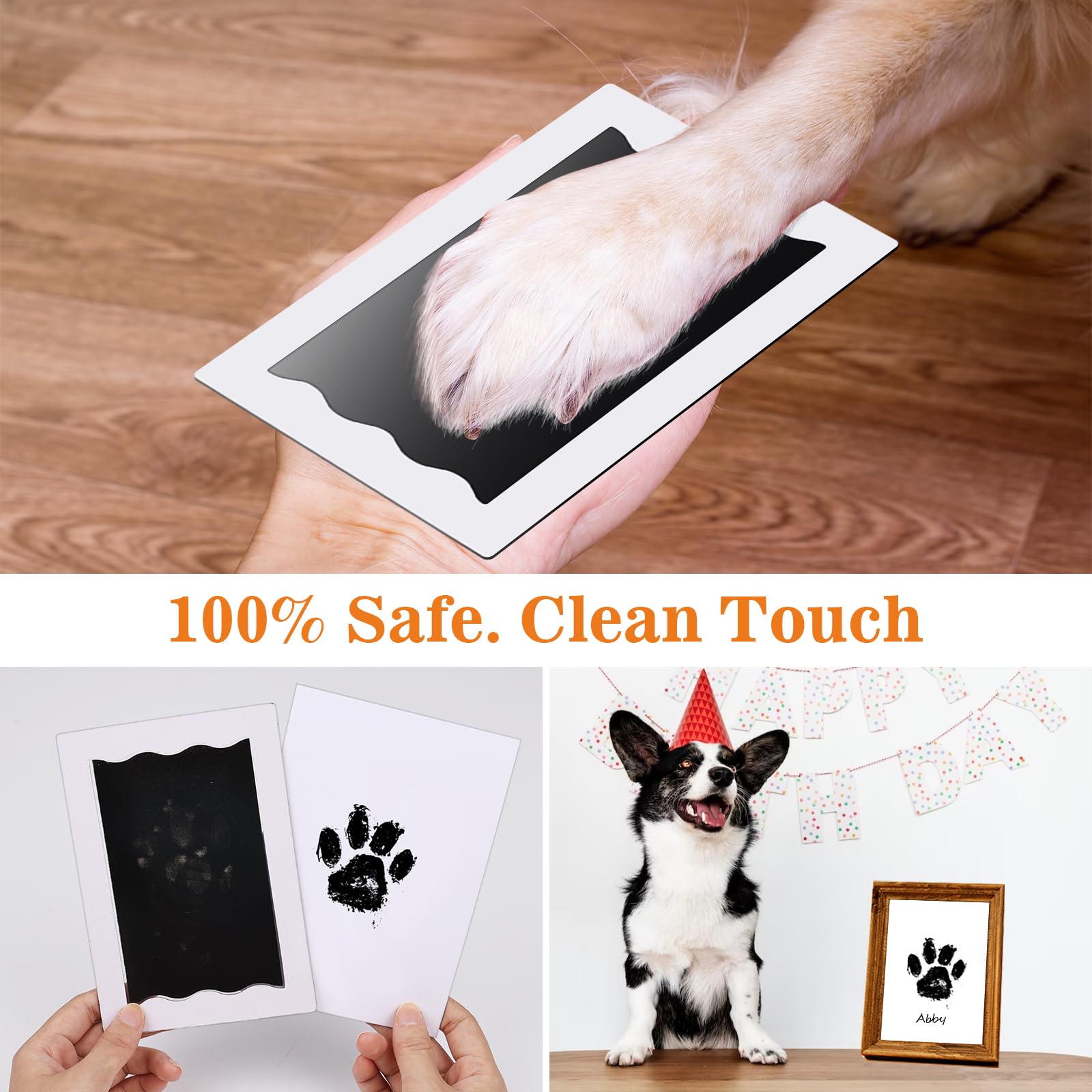 Nabance Baby Hand and Footprint Kit, Paw Print Kit for Dog Cats, 4 Inkless Print Pads, 8 Imprint Cards, Nose Print Stamp Pad for Dogs, Clean Touch Baby Footprint Kit, Pet Paw Ink Pad Family Keepsake
