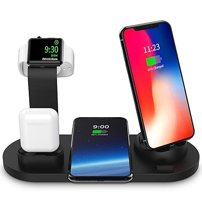 SODYSNAY Wireless Charger, 3 in 1 Wireless Charging Dock for Apple Watch and Airpods, Charging Station for Multiple Devices, Qi Fast Wireless Charging Stand Compatible iPhone X/XS/XR/Xs Max/8/8 Plus