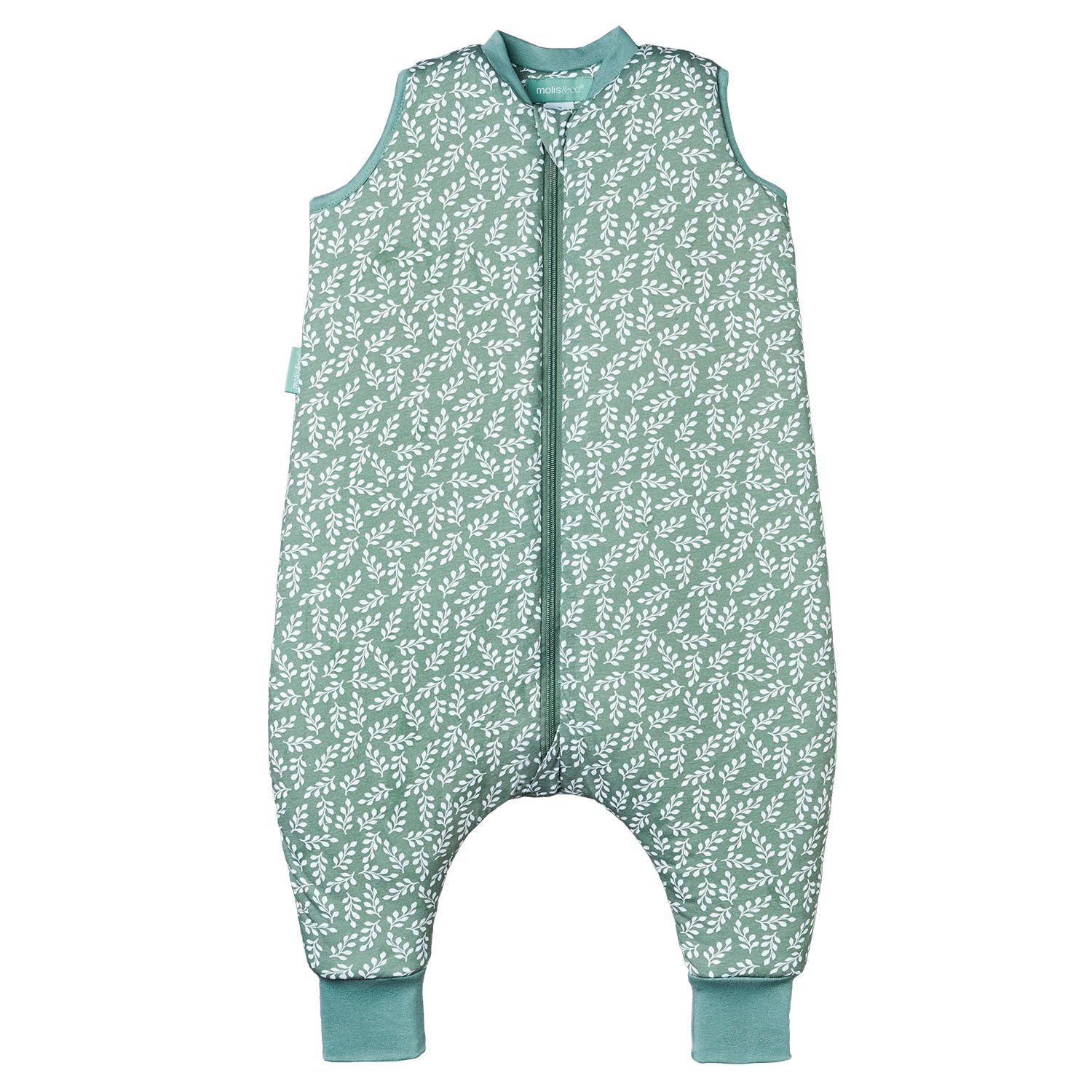 molis&co - Baby Sleeping Bag with Feet TOG 2.5 - Toddler Sleeping Bags with Legs 2.5.0 Tog - Soft and Cozy Baby Wearable Blanket for Infants&Toddlers - 100% Cotton (OEKO-TEX) (Green Garden, 2 years)