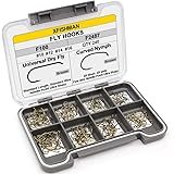 XFISHMAN Fly-Hooks-for-Fly-Tying-Dry-Wet-Barbless-BL-Nymph-Flies Curved Czech Scud Fishing Hooks 10# ~16# Assortment Pack of 