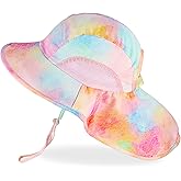 Kids Sun Hat UPF 50+ Sun Protection Bucket Hat Toddler Beach Hats Wide Brim Neck Flap Fishing Hat for Girl Boy Ages 2-10