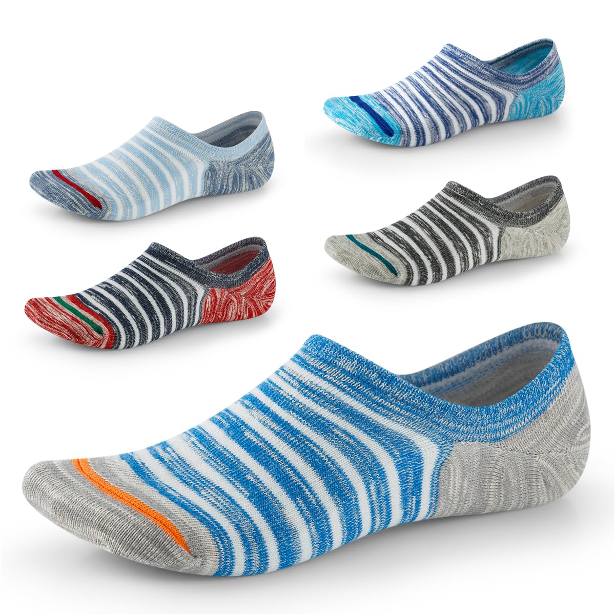 SEESILY No Show Socks for Men&Women-Low Cut with Non Slip Grip-Invisible Socks for Boat Shoes Oxfords Loafers Sneakers Leather Shoes UK Size7-11 5 Pairs (1)