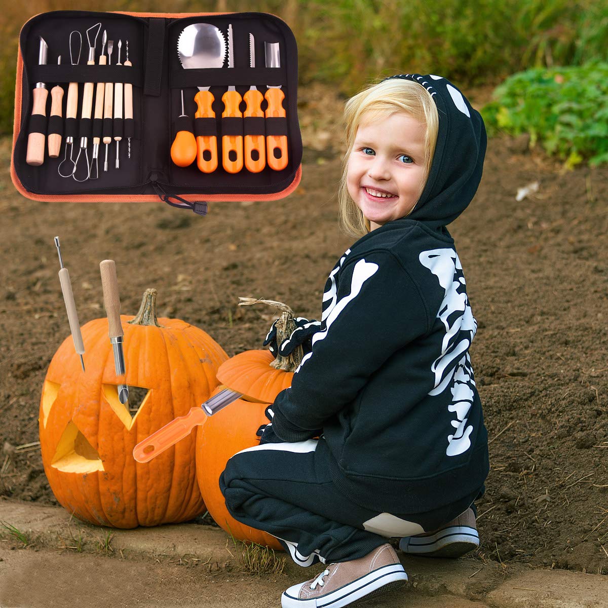 Pumpkin Carving Kit, 13 Pcs Stainless Steel Pumpkin Carving Kit Tools Set for Halloween Crafts