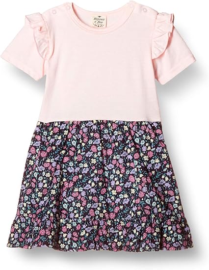 Amazon Co Jp Bijoux Bee ビジューアンドビー ミックスフローラルロンパワンピース ボタニカルネイビー 80 日本製 ベビー マタニティ