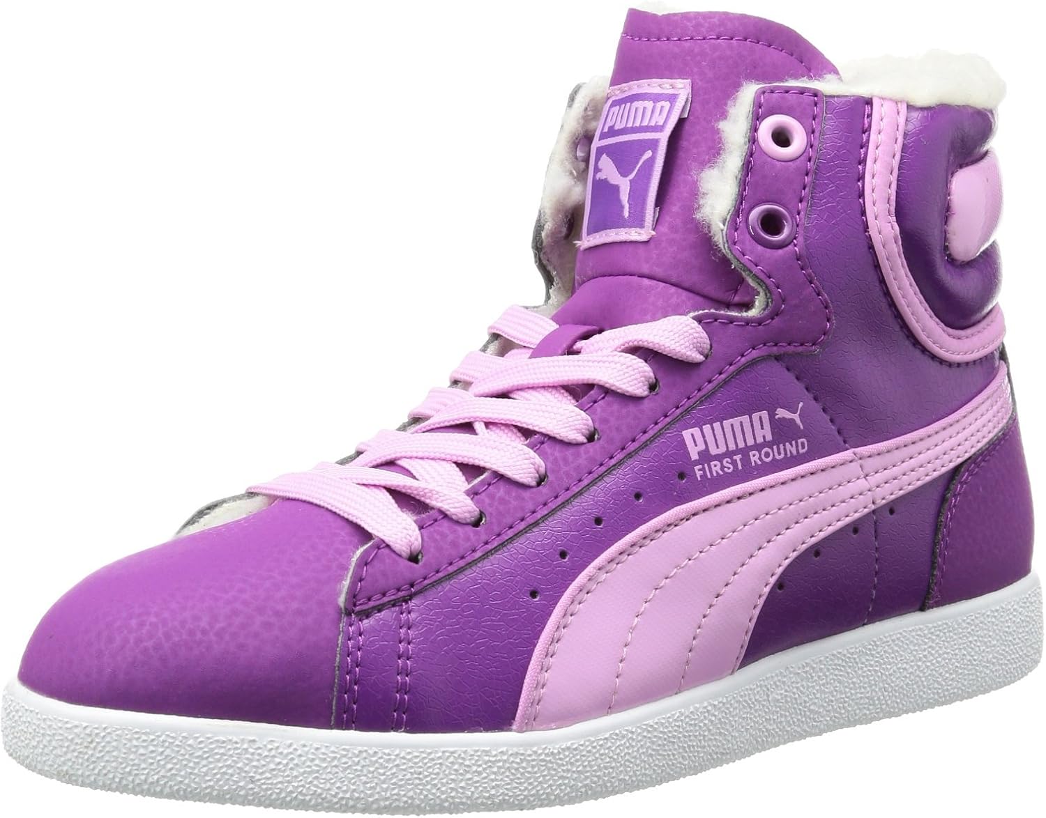 PUMA Unisex Child First Round Fur Jr HiTop Sneakers Pink Pink