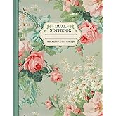 Dual Notebook Blank and Lined 8.5x11" | Vintage Floral Notebook | Softcover, Ivory Paper, 100 Pages
