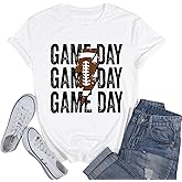 Game Day T-Shirt Woman Lightning Print Short Sleeves Top Vintage Gameday Football Shirt Squad Sport Season Tees