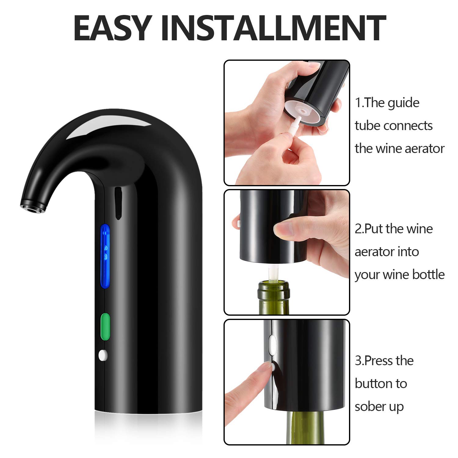 Wine Aerator Electric Wine Decanter Best Sellers One Touch Red -White Wine Accessories Aeration Work with Wine Opener for Beginner Enthusiast - Spout Pourer - wine preserver