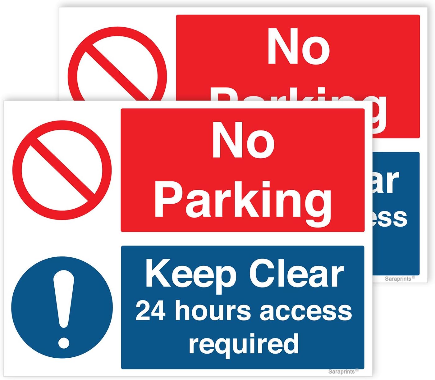 Pack of 2 No Parking Signs Self adhesive Waterproof Vinyl 150mmx200mm V1175, 150 x 200 mm