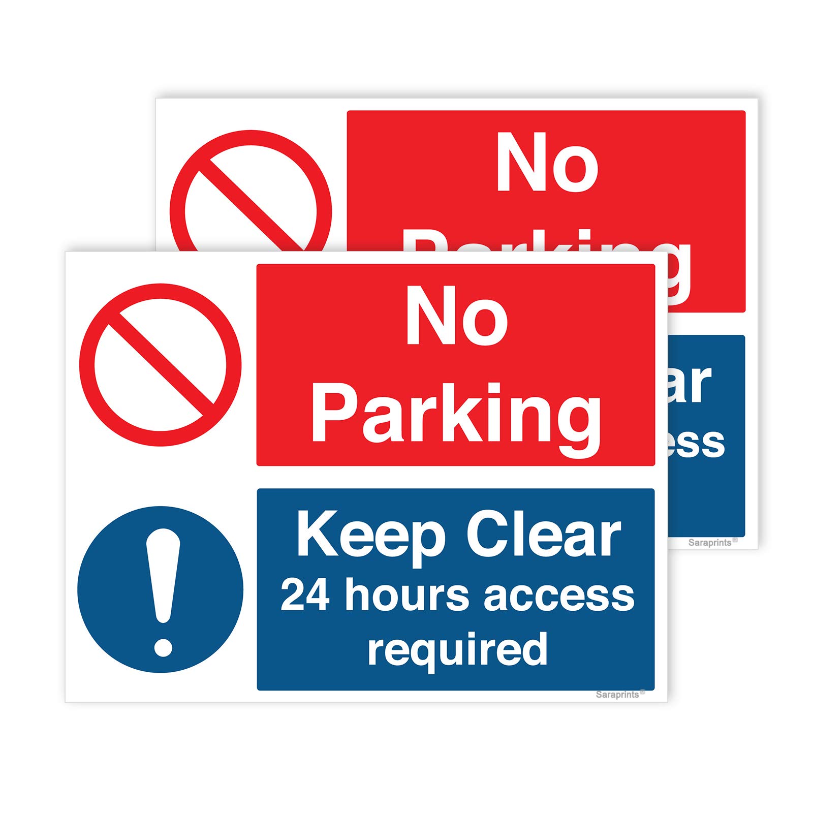 Pack of 2 No Parking Signs Self adhesive Waterproof Vinyl 150mmx200mm V1175