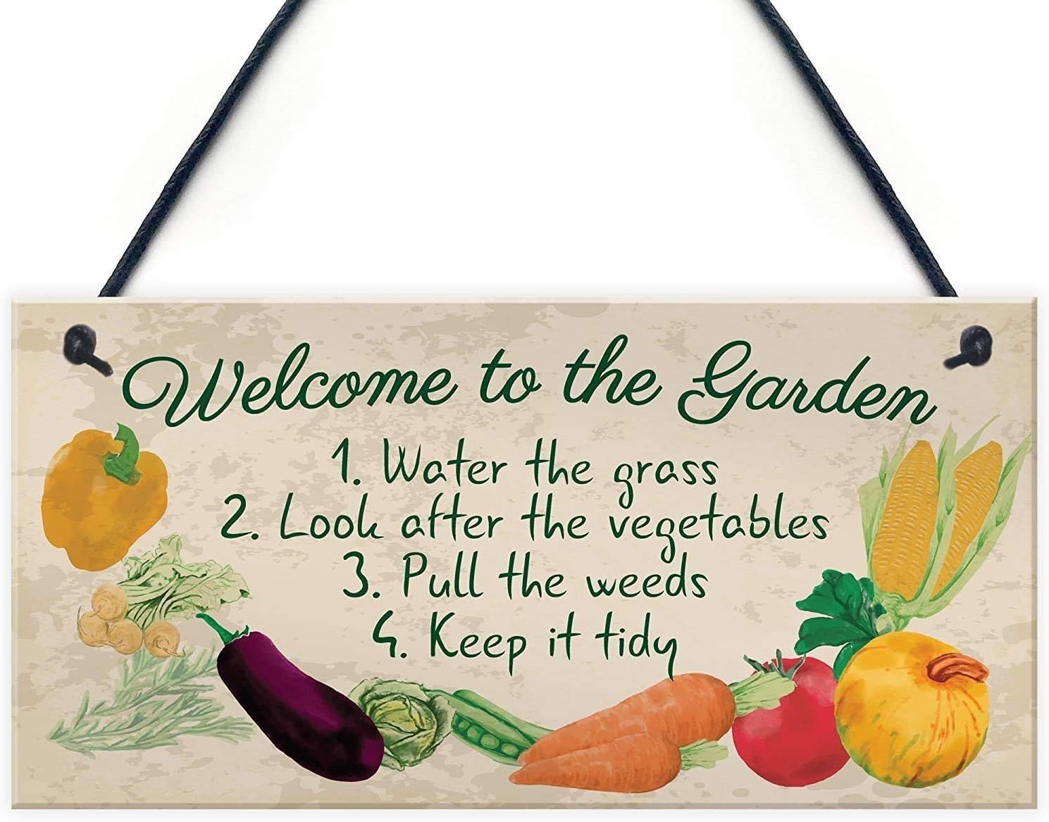 ROONASN My Garden Decoration Sign Welcome to The Garden,5X10 Shed Hanging Wood Sign Plaques,Home Decoration Sign -4