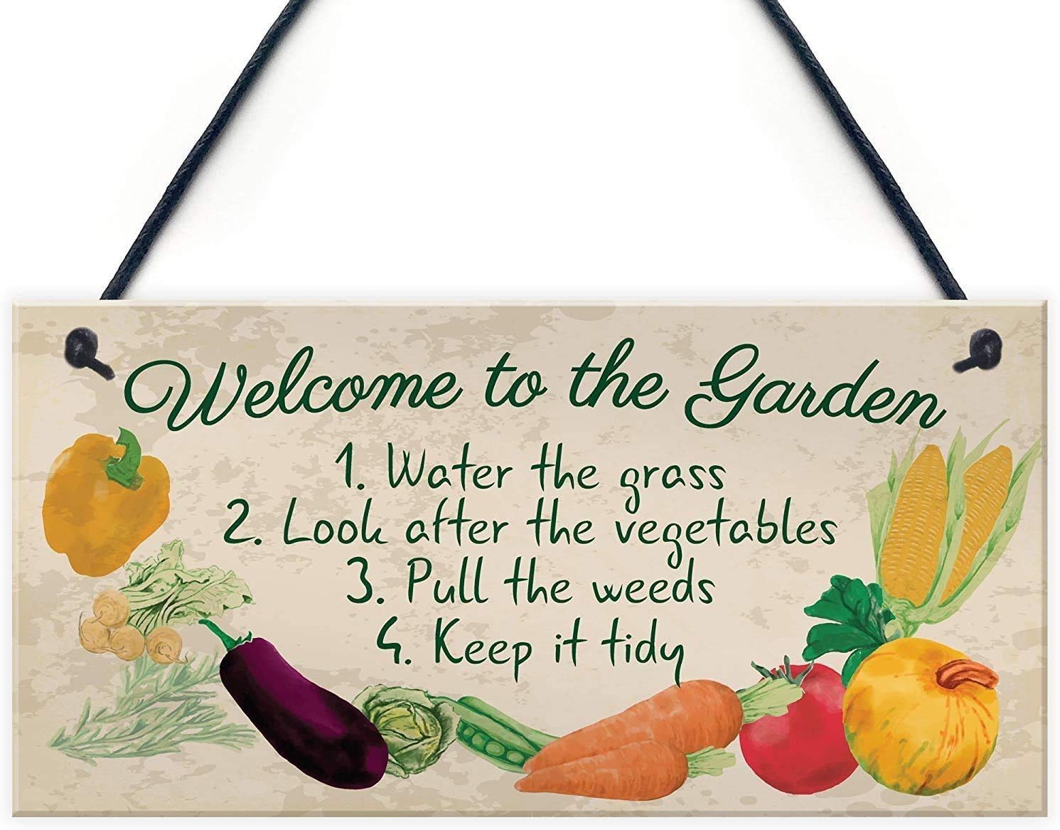 ROONASN My Garden Decoration Sign Welcome to The Garden,5X10 Shed Hanging Wood Sign Plaques，Home Decoration Sign -4
