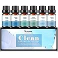 Essential Oils Set, Clean Scents Fragrance Oil Essential Oils for Diffuser Aromatherapy - Fresh Linen, Extra Clean, Warm Cotton, Soft Powder, Pure Soap, Eucalyptus Peppermint, 6x10ml