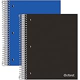 Oxford Spiral Notebooks, 3-Subject, College Ruled Paper, Durable Plastic Cover, 150 Sheets, 3 Divider Pockets, 2 Pack (10386)