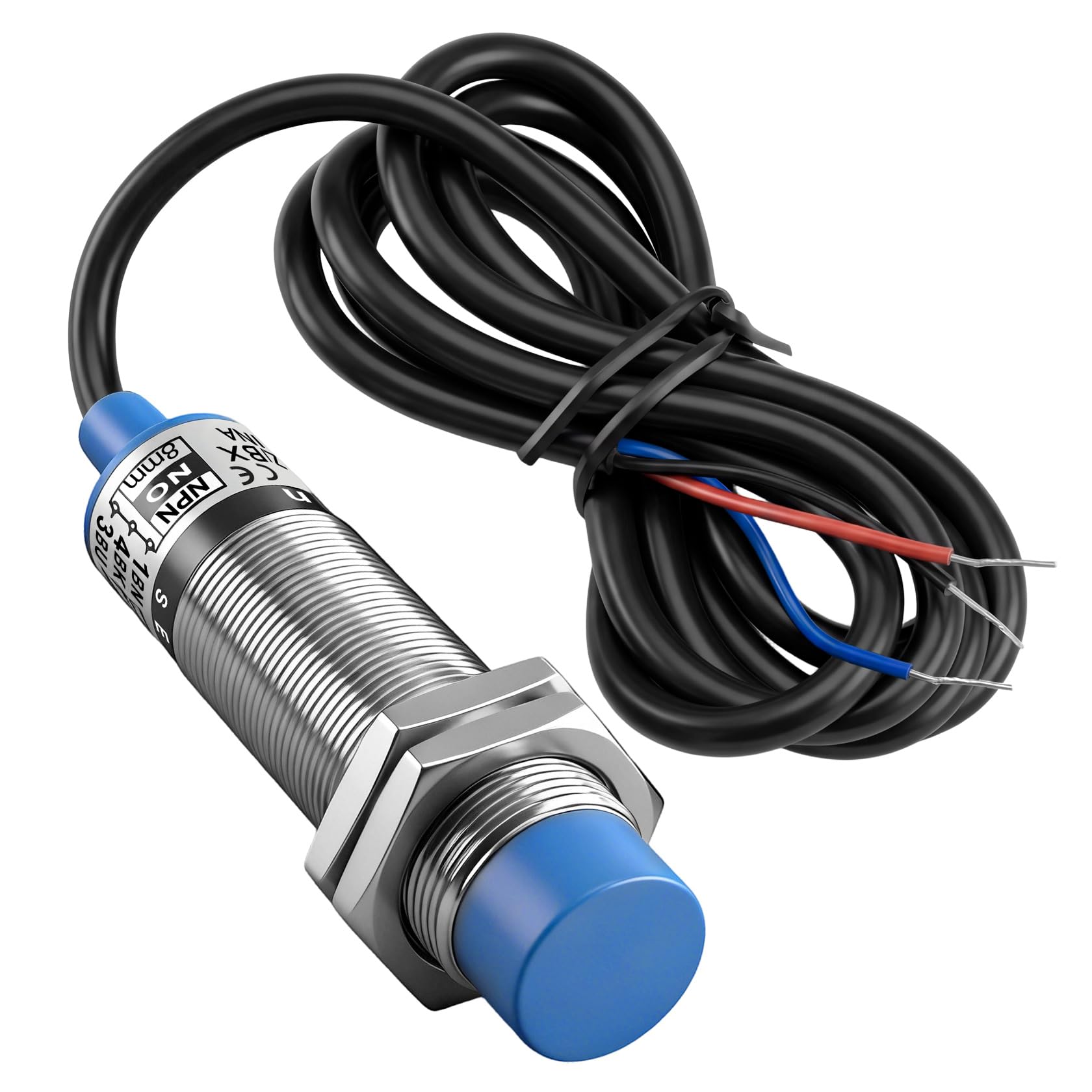 Heschen M18 Inductive Proximity Sensor Switch Non-shield Type LJ18A3-8-Z/BX Detector 8mm 10-30VDC 200mA NPN Normally Open(NO) 3 Wire