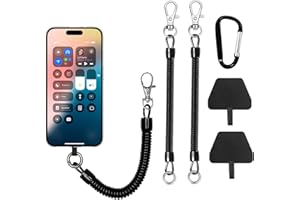 Phone Tether Lanyard, 2 Pcs Phone Lanyard Anti Theft Strap with Detachable Fabric Pad and Extral Carabiner, Smartphones Anti-