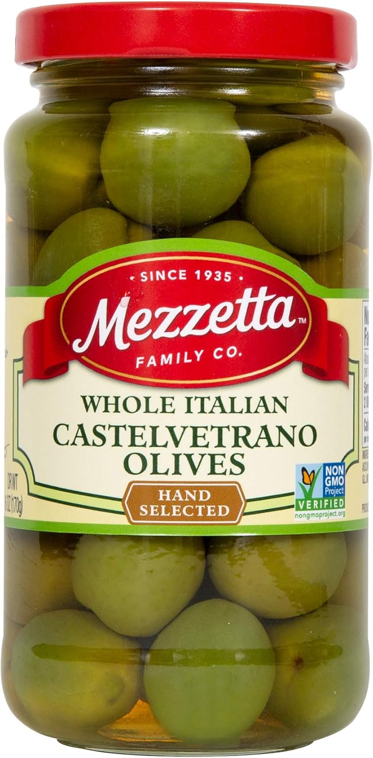 Mezzetta Italian Castelvetrano Whole Green Olives, 10 oz