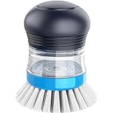 MR.SIGA Soap Dispensing Palm Brush, Kitchen Brush for Dish Pot Pan Sink Cleaning, Pack of 1, Navy/Blue