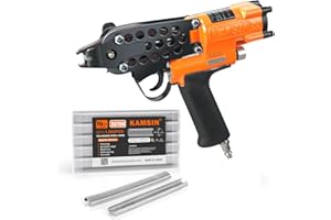 KAMSIN K-SC760 16 Gauge Pneumatic Hog Ring Gun Kit 1/2-Inch Crown Air Power Hog Ring Plier, 3.0-4.8mm Closure Diameter C Ring